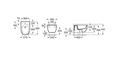 Væghængt Bidet Rundt Hvid Keramik 36x56 cm