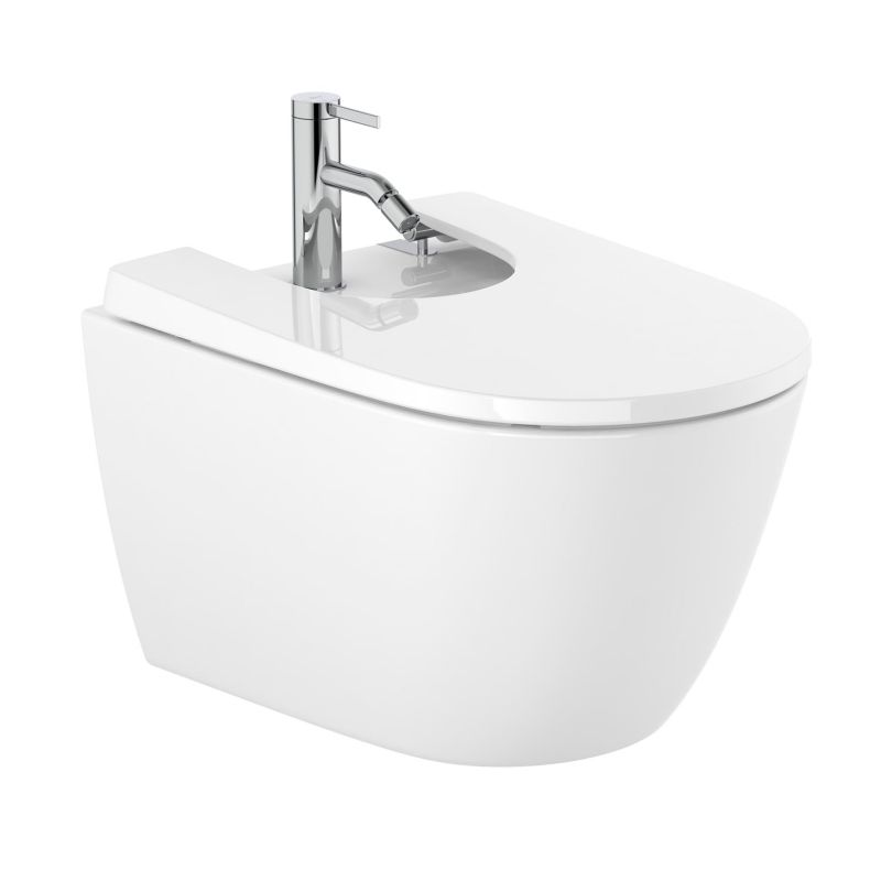 Bidet Hængende Rundt Hvid Keramik 36x53x29 cm