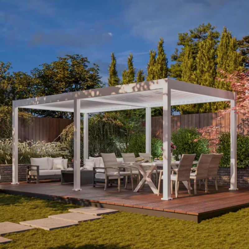 Bioklimatisk Pergola 3x6 m Hvid med LED