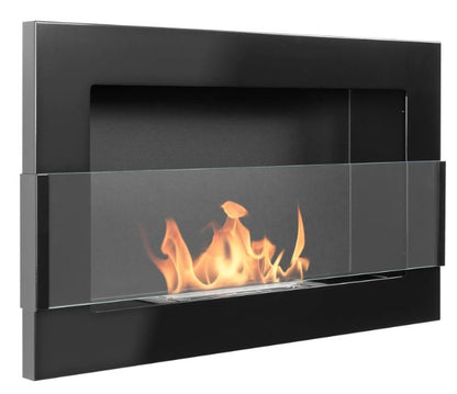 Biokamin 650x400 med glas, sort struktureret, 1 stk.
