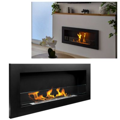 Biokamin BiokominkiGMT 900x400 SLIM Sort struktureret med glas 1 stk.