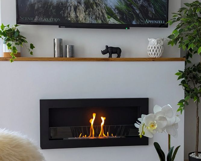 Biopejs 90x40 cm Sort Struktur med Glas