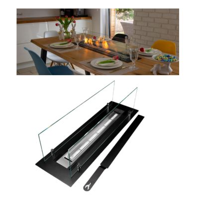 Indbygget biokamin BiokominkiGMT 100 cm mat-sort med glas, 1 stk.