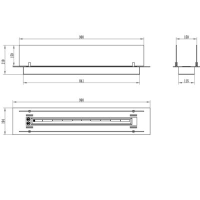 Indbygget biokamin BiokominkiGMT 100 cm mat-sort med glas, 1 stk.