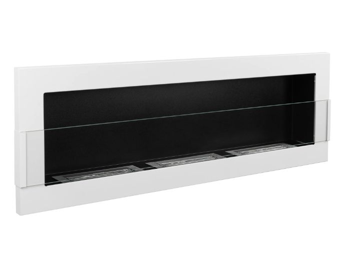 Biokamin BiokominkiGMT væghængt 1200x400 hvid højglans med glas 1 stk.