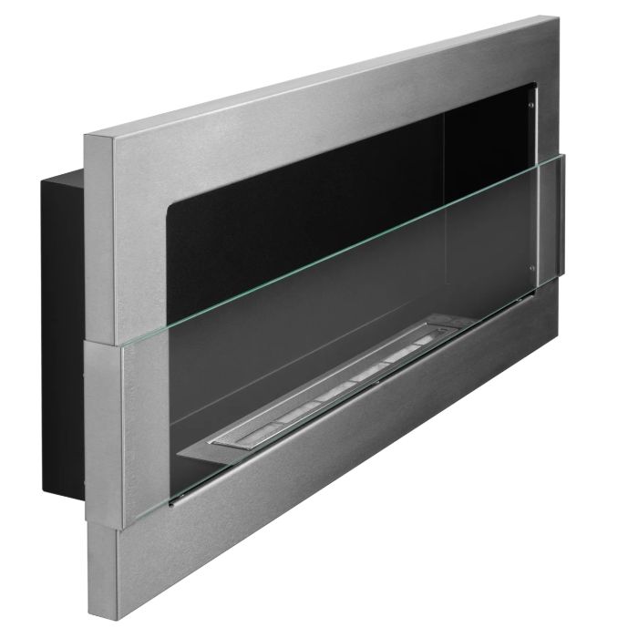 Biokamin BiokominkiGMT væghængt med glas 900x400 Inox 1 stk.