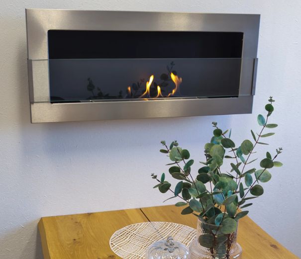 Væghængt Biopejs 90x40 cm Rustfrit Stål med Glas