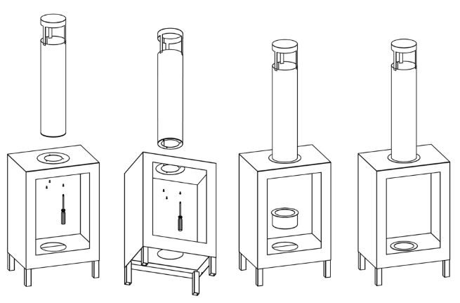 Fritstående Biopejs Kozen 44x31x136,1 cm Sort Mat