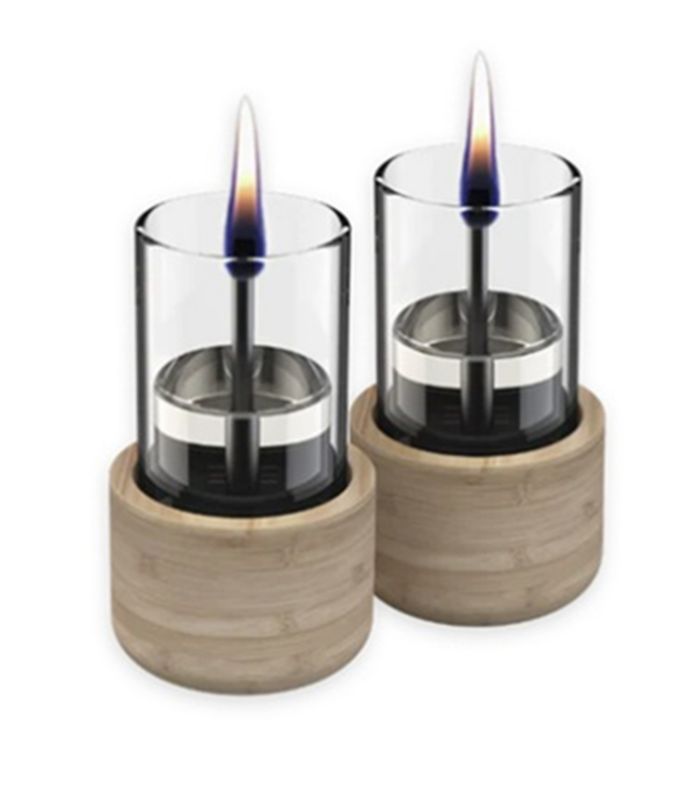 Bordlanterne Candle 70 Bambus Beige 2-Pak