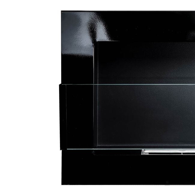 Hængende biopejs med glas 1200 x 400 mm sort højglans