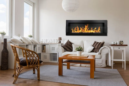 Vægmonteret biopejs med glas 1200 x 400 mm sort