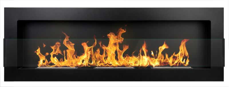 Vægmonteret biopejs med glas 1200 x 400 mm sort