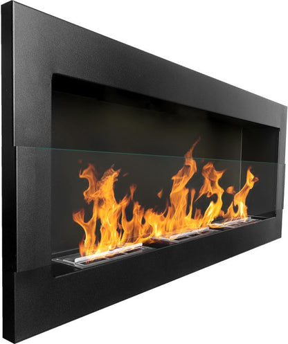 Vægmonteret biopejs med glas 1200 x 400 mm sort