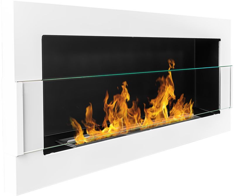 Hængende biopejs med glas 900 x 400 mm hvid højglans
