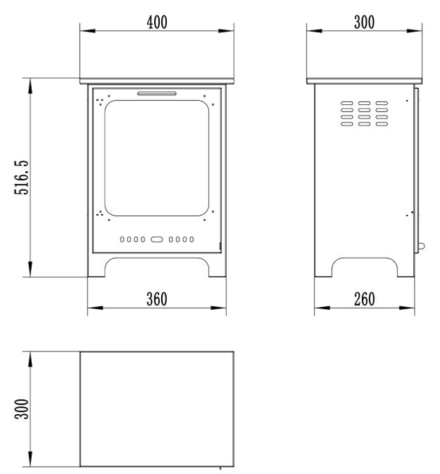 Fritstående Biokamin Koza Mini 40x52 cm Sort Mat med Glas