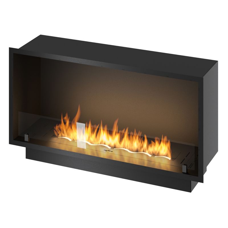 Biopejs til Indbygning SLIM 104,4x49,4 cm Sort med Glas