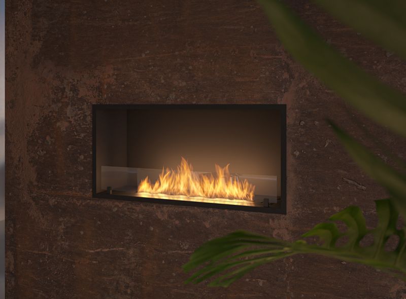 Biopejs til Indbygning SLIM 104,4x49,4 cm Sort med Glas