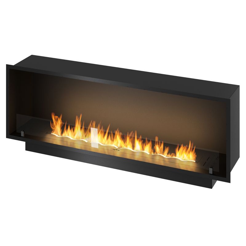 Indbygningsbiopejs SLIM 150 cm med Glas Sort