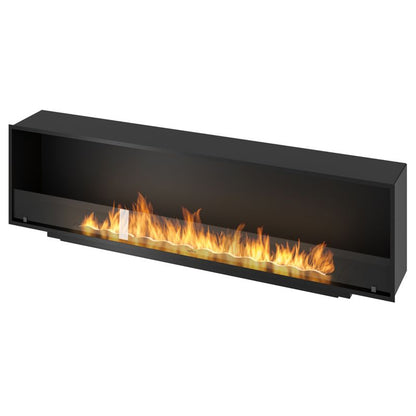 Indbygningsbiokamin SLIM 200 cm Sort med Glas