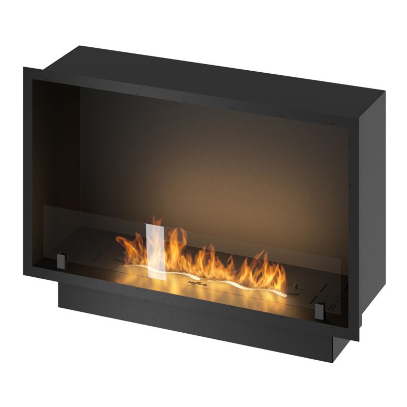 Indbygningsbiokamin SLIM 80 cm Sort med Glas