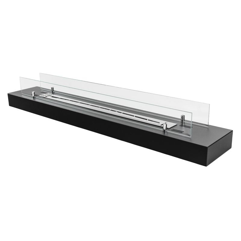 Fritstående Biopejs 120 cm Sort med Glas