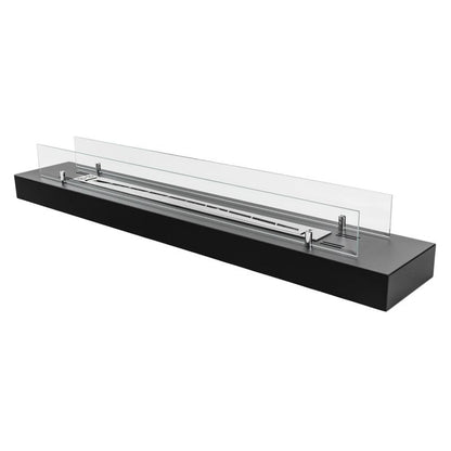 Fritstående Biopejs 120 cm Sort med Glas