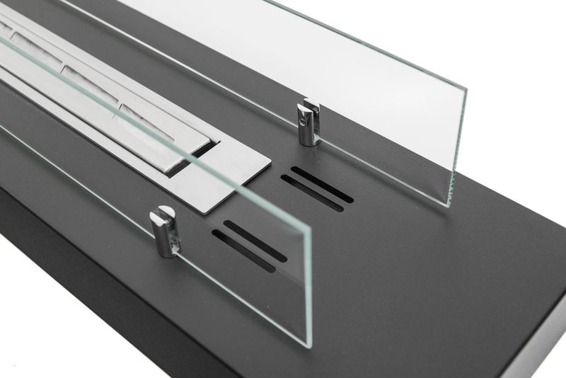 Fritstående Biopejs 120 cm Sort med Glas