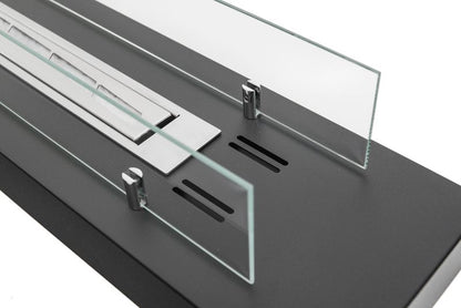 Fritstående Biopejs 120 cm Sort med Glas