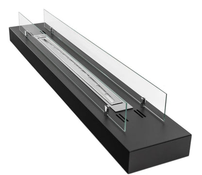 Fritstående Biopejs 120 cm Sort med Glas