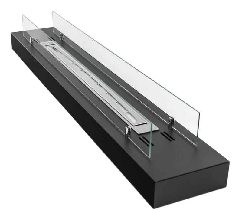 Fritstående Biopejs 120 cm Sort med Glas