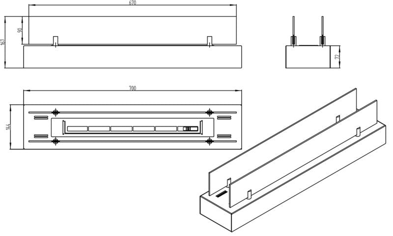 Fritstående Biokamin 70 cm Sort med Glas