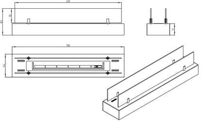 Fritstående Biokamin 70 cm Sort med Glas