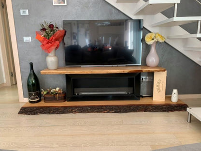 Biokamin FRAME 120 cm Sort med Glas
