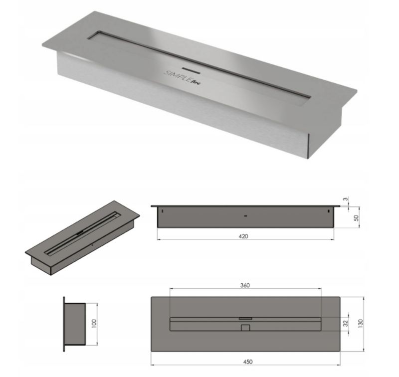 Biopejs FRAME 180 cm Sort med Glas