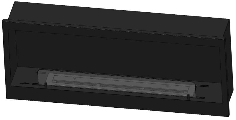 Biokamin Inside 120x50 cm Sort med Glas