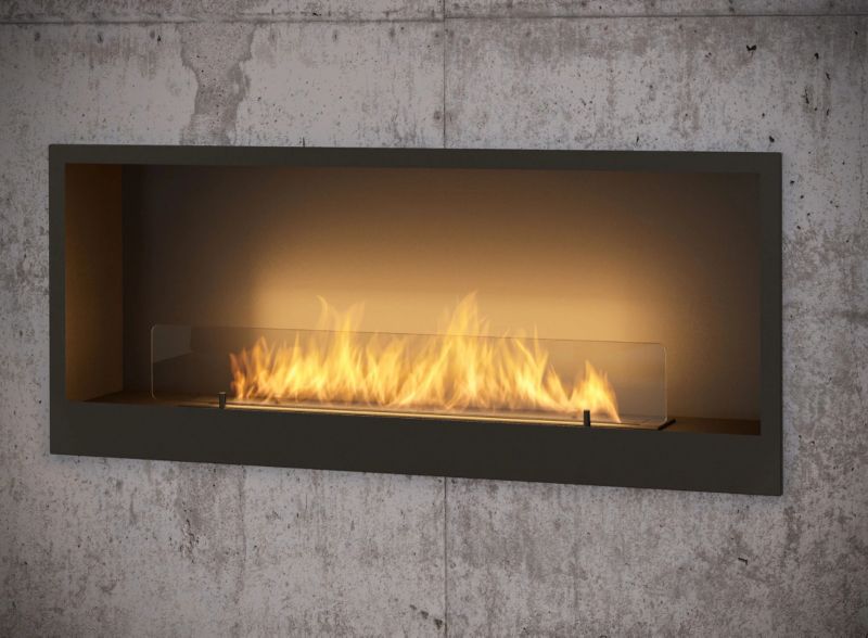Biokamin Inside 120x50 cm Sort med Glas