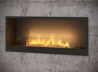Biokamin Inside 120x50 cm Sort med Glas
