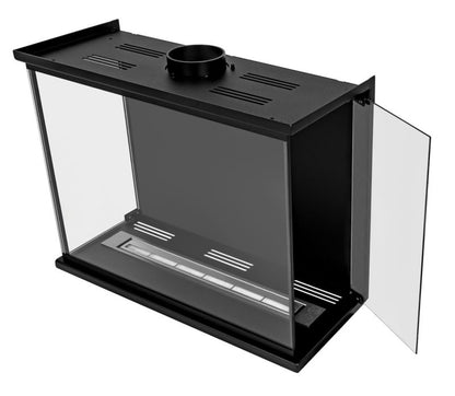 Hjørne Biokamin 60x45 cm Sort med Glas