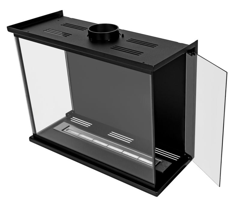 Hjørne Biokamin 60x45 cm Sort med Glas
