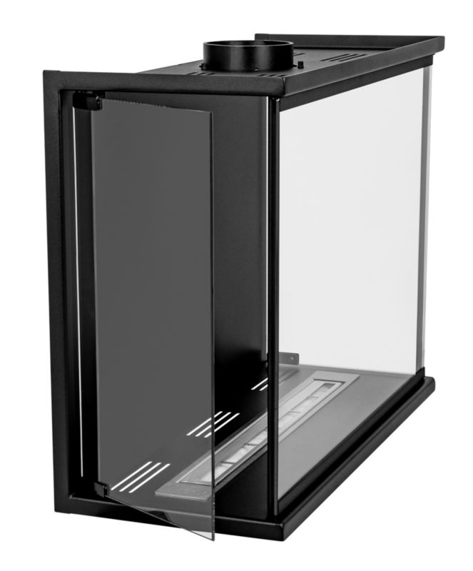Hjørne Biokamin 60x45 cm Sort med Glas