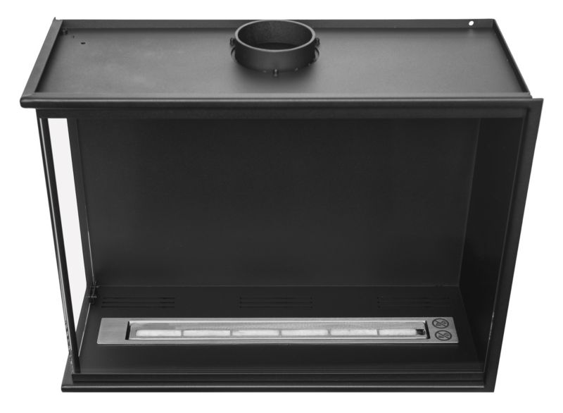 Hjørne Biokomfur Venstre 60 cm med Glas Sort | 5905982816944