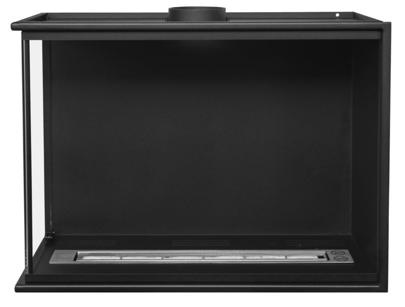 Hjørne Biokomfur Venstre 60 cm med Glas Sort | 5905982816944
