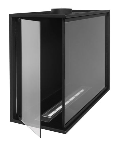 Hjørne Biokomfur Venstre 60 cm med Glas Sort | 5905982816944