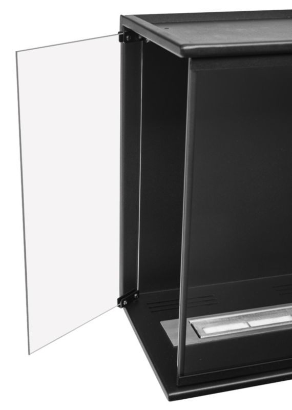 Hjørne Biokomfur Venstre 60 cm med Glas Sort | 5905982816944