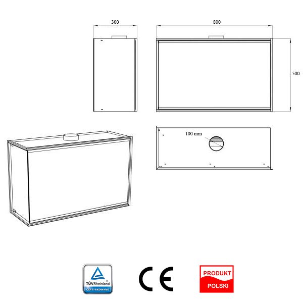 Hjørne Biokamin Venstre 80 cm med Glas | 5906213201003