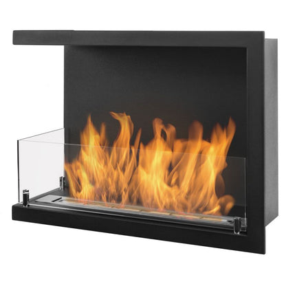 Hjørne Biokamin Line-L 60 cm med Glas Sort Mat