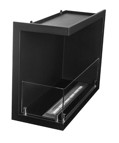Hjørne Biokamin Line-L 60 cm med Glas Sort Mat