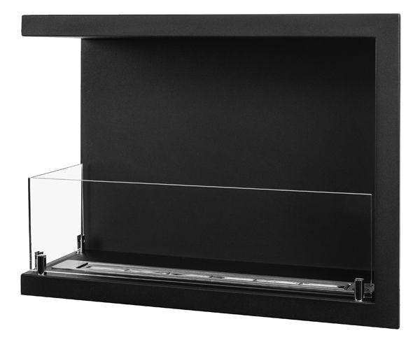 Hjørne Biokamin Line-L 60 cm med Glas Sort Mat