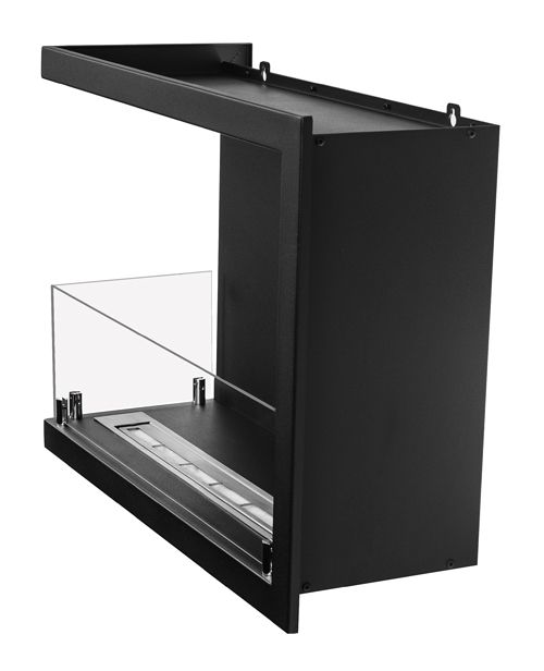 Hjørne Biokamin Line-L 60 cm med Glas Sort Mat