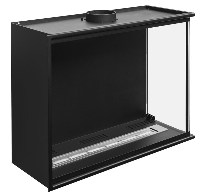 Hjørne Biokamin Højre 60x45 cm med Glas